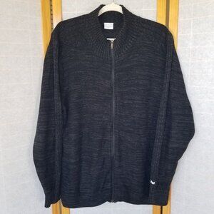 Men's Columbia Full Zip Cardigan Sweater Dark Gray 100% Cotton Size XXL